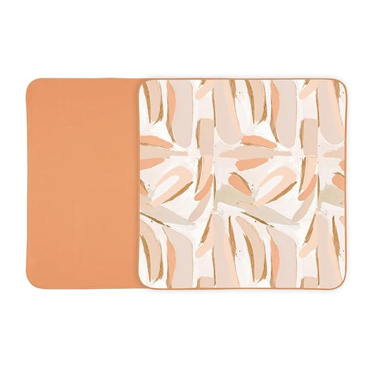 Toddlekind Pretty Practical Mat 100% Organic Cotton 47" x 47”, Reversible, Portable, Travel, Portable, Indoor/Outdoor, for Babies/Toddlers, Peach Skies (Peaches)
