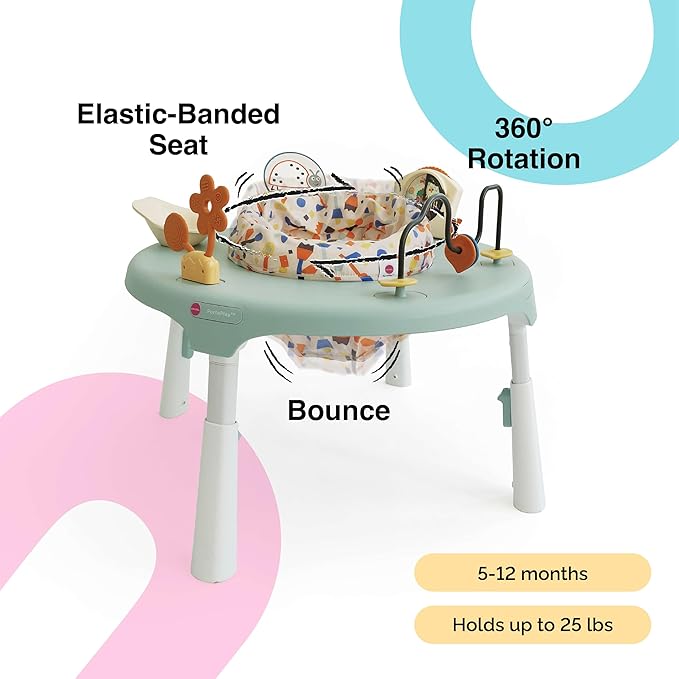 ORIBEL PortaPlay 2-in-1 Baby Activity Center & Play Table| 5 Months+ | Convertible & Portable Stage-Based for Baby| with Development Focused Toys | Unisex (Enchanted Garden, Turquoise)