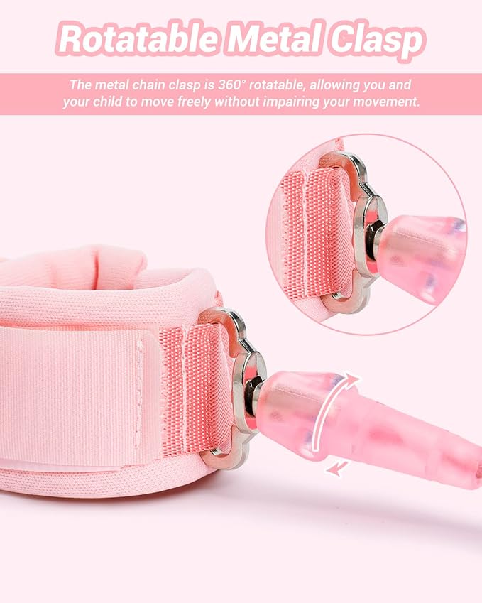 Anti Lost Wrist Link, 2 Pack Toddler Safety Leash with Key Lock, Reflective Child Walking Harness - Dual 8.2ft Length Pink & Blue Kids Leash for Supermarket Mall Airport Amusement Park Zoo