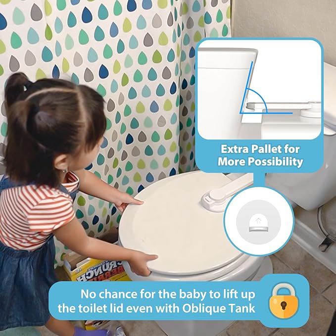 4our Kiddies Toilet Locks Baby Proof, Baby Proofing Toilet Seat Lock with Extra Pallet Fit for Most Standard Toilet, Easy Intallation Toilet Lid Lock for Child Safety with 1 Extra 3M Adhesive((1 Pack)