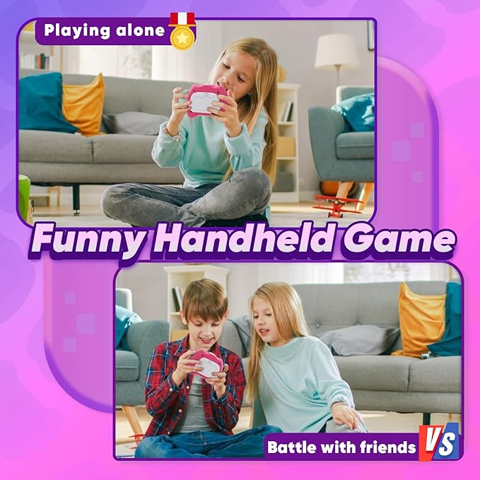 Handheld Game Toy for Kids Age 6-12, Sensory Fidget Toys for Kids 8-12, Birthday Gifts for 6 7 8 9 Year Old Girls & Boys & Teens -Dark Pink