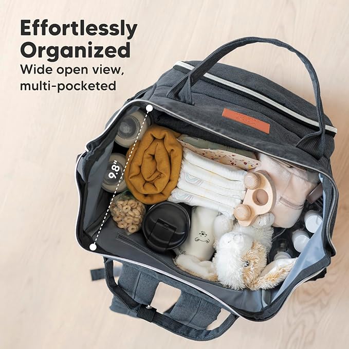 KeaBabies Baby Diaper Bag Backpack - Large Baby Bag for Boys, Girls, Waterproof Multi Function Travel Diaper Backpack with Changing Pad, Durable Travel Essentials for Moms and Dads (Mystic Gray)
