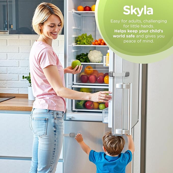 Baby Proofing Child Safety Locks (16 Pack) by Skyla Homes - The Safest, Quickest and Easiest 3M Adhesive Cabinet Latches, No Screws & Magnets, Multi-Purpose for Furniture, Kitchen, Ovens, Toilet Seats