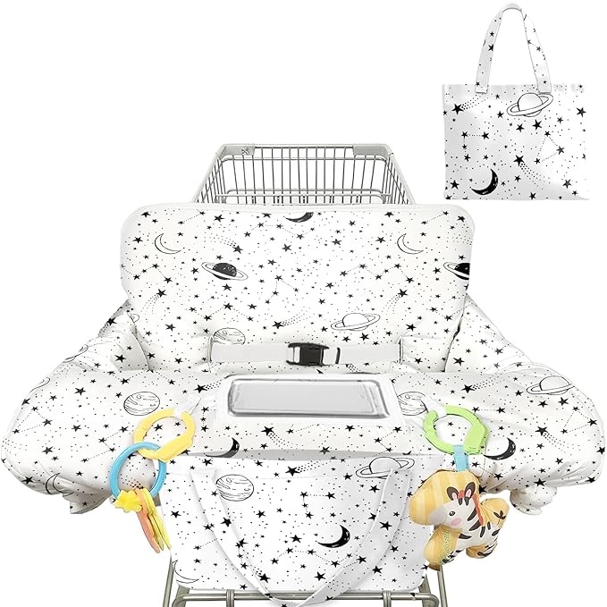 Shopping Cart Cover for Baby Girl Boy 2-in-1 High Chair Water Resistant High Chair Cover w/Phone Pouch Pocket Gender Neutral Cart Cover for Babies Padded Grocery Cart Cover for Baby