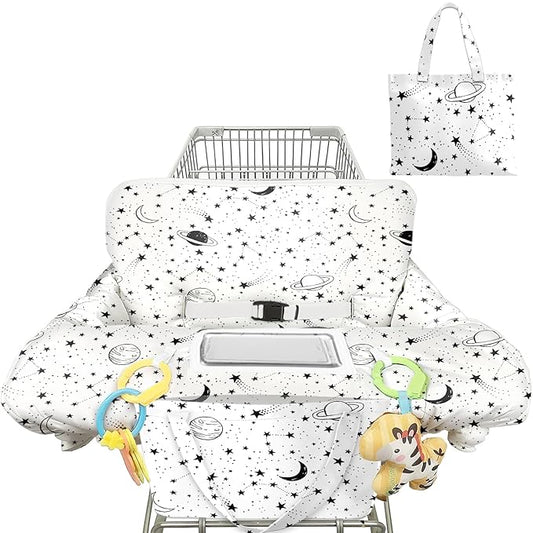 Shopping Cart Cover for Baby Girl Boy 2-in-1 High Chair Water Resistant High Chair Cover w/Phone Pouch Pocket Gender Neutral Cart Cover for Babies Padded Grocery Cart Cover for Baby