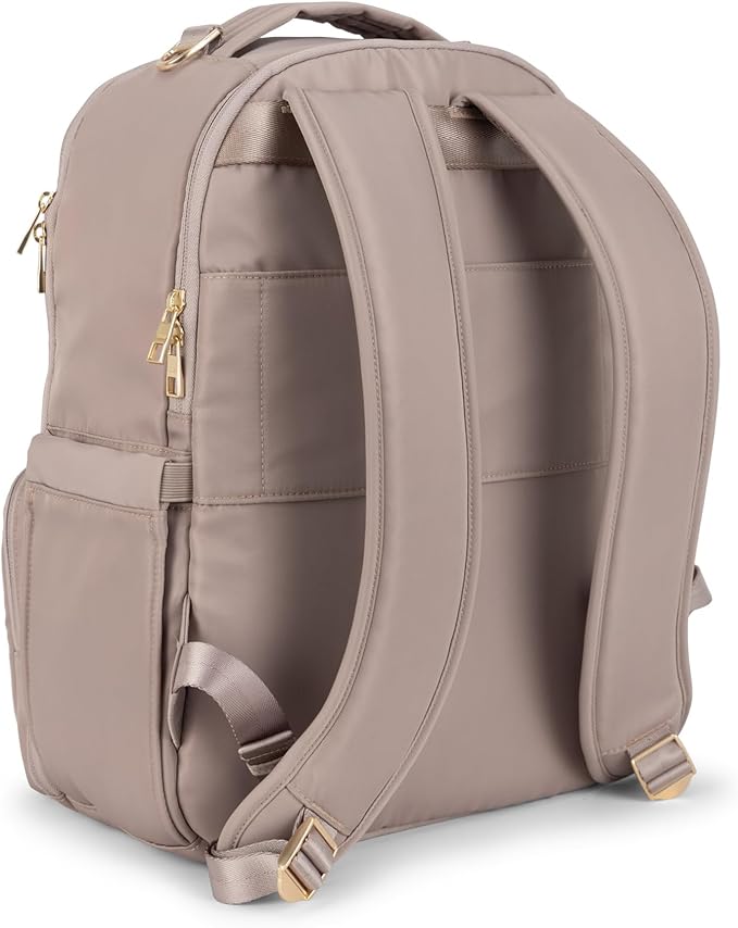 JuJuBe New Classic Diaper Bag Backpack with Portable Changing Pad, Stroller Straps, Large Travel Backpack for Boy or Girl, Carrying Baby Bottles, Wipes, Diapers, Pacifiers, Taupe, Mother's Day Gift