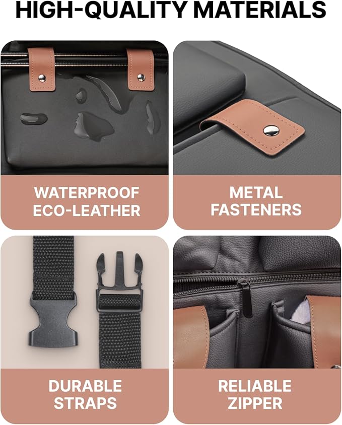 Owleys Hanging Car Trunk Organizer | Eco Leather Back Seat Storage 39"x19" | 8 Pockets with Zipper Compartment | Waterproof Cargo Holder for SUV & Sedan | Black&Brown