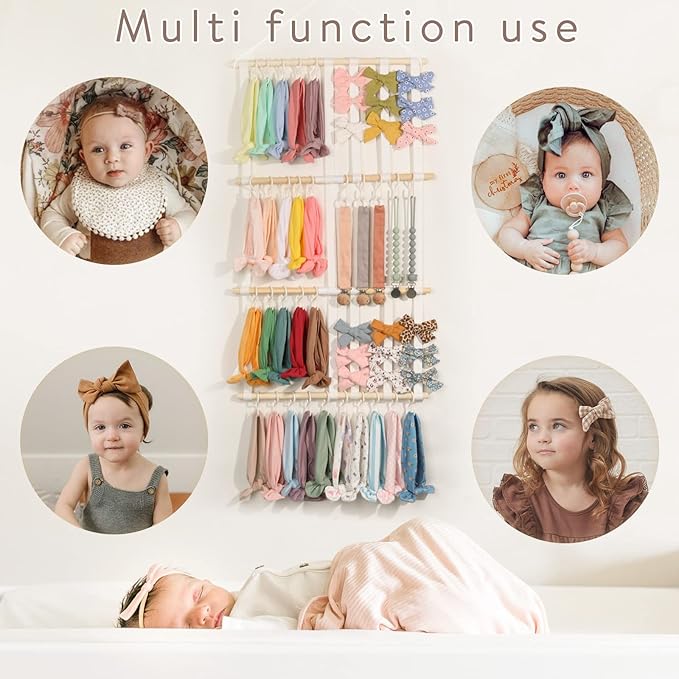 POVETIRE Headband Holder Hair Bows Organizer Baby Headbands Hair Accessories Organizer Storage Wall Hanging Decor