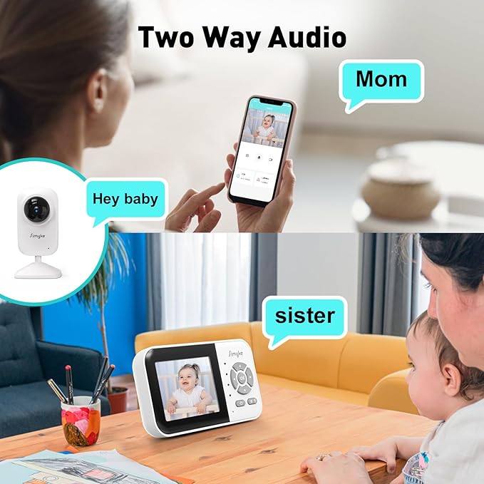 Upgrade Video Baby Monitor with 2 Cameras and Audio 2.8" Screen, Night Vision, APP, 2 Way Talk, 1200ft Long Range, Feeding Clock, Temperature Detection, Portable Wireless Baby Cam Home Use