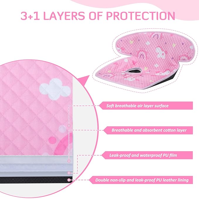 INFANZIA Dry Seat, Car Seat Protector Waterproof Carseat Liner Potty Training Toddlers, Baby and Infants, Piddle Pad for Carseats Strollers (Pink, 2 Packs)