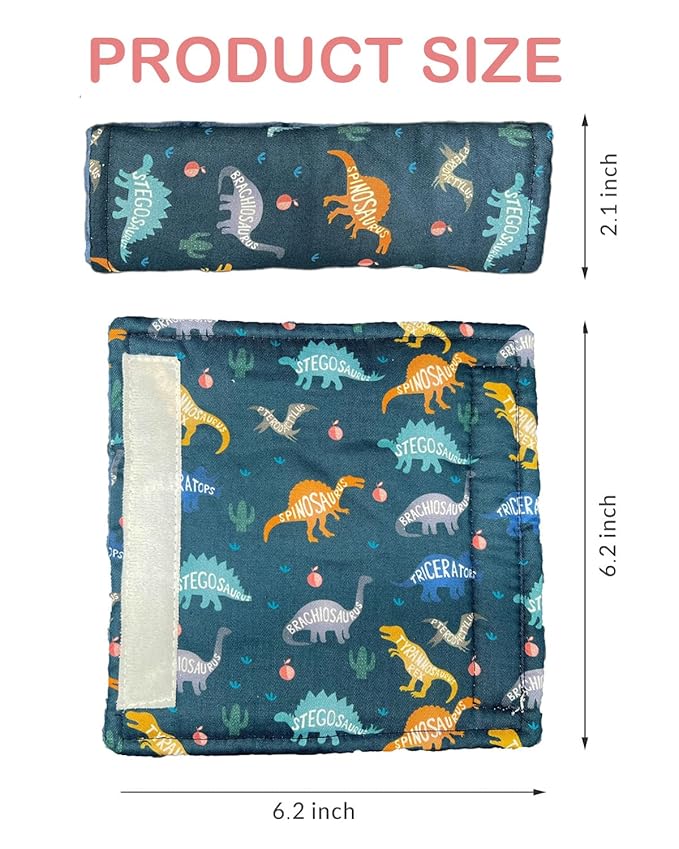 Baby Car Seat Neck Cover, Car Seat Strap Cover, Seat Belt Cushions Pads, Shoulder Strap Protectors, Reversible Pram Harness Covers in Minky Dinosaur, Baby Neck Pad Protector