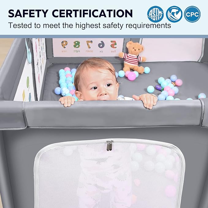 Baby Playpen for Babies and Toddlers, 71x60 Inches Thickening Tube Baby Playards Kids Activity Center with Anti-Slip Suckers Tear-Resistant Mesh