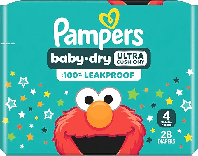 Pampers Diapers - Baby Dry - Size 4, 28 Count, Absorbent Disposable Infant Diaper (Packaging May Vary)
