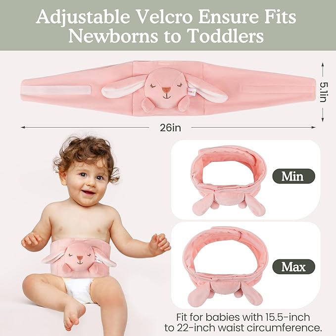 Baby Colic and Gas Relief, Heated Tummy Wrap for Newborns Belly Relief by Soothing Warmth, Baby Heating Pad Swaddling Belt Relief & Soothe Gas, Colic and Upset Stomach for Newborns to Toddler (Bunny)