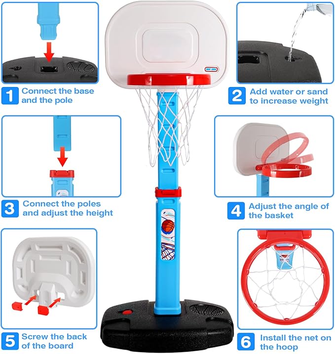 AOKESI Toddler Basketball Hoop Indoor for Age 1-3, Adjustable Mini Basketball Hoop, Kids Basketball Goal Outdoor Sport Poolside Game Birthday Christmas Toys Gifts for Baby Boys Girls 2 3 4 5