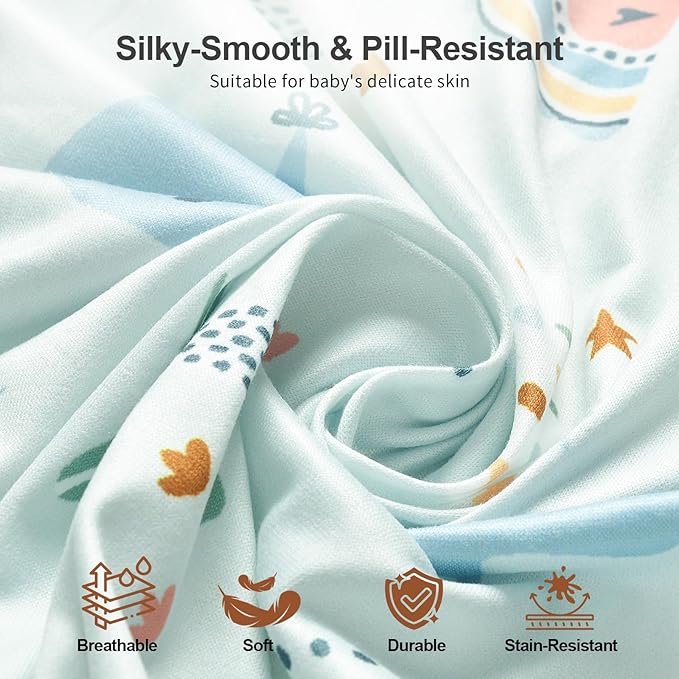 Pack N Play Sheets Fitted, 2-Pack Fit for Standard Pack N Play Mattress, Mini Crib Sheets,Breathable Soft Unisex Playard Sheets (Dumbo & Green)