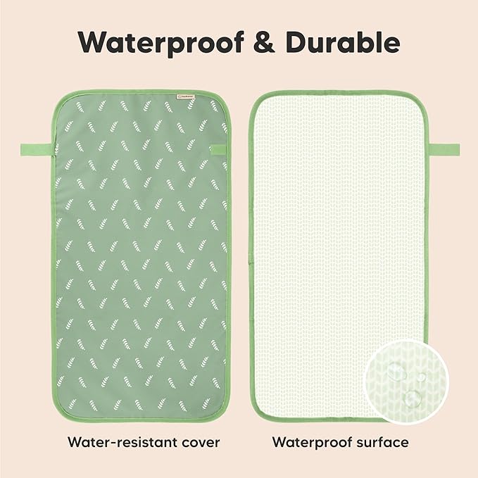 KeaBabies Portable Diaper Changing Pad, Easy Wipe Clean - Foldable Waterproof Baby Changing Mat for Diaper Bag, Compact, Lightweight, 25x13 Newborn, Infant, Baby Changer Travel Essential (Acacia)