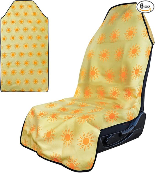 Booty Barrier - Highly Water-Resistant Washable Car Seat Cover for Post-Workout and Kids - Soft, Absorbent, Eco-Friendly Fabric Made from Recycled Water Bottles (Sunny)