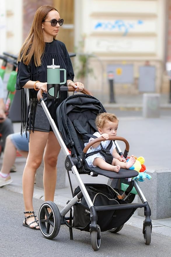 New Stroller Cup Holder for Stanley Quencher H2.0 (30 & 40 Oz. Models), Also Compatible with Stanley IceFlow (20 & 30 Oz. Models) - Transparent