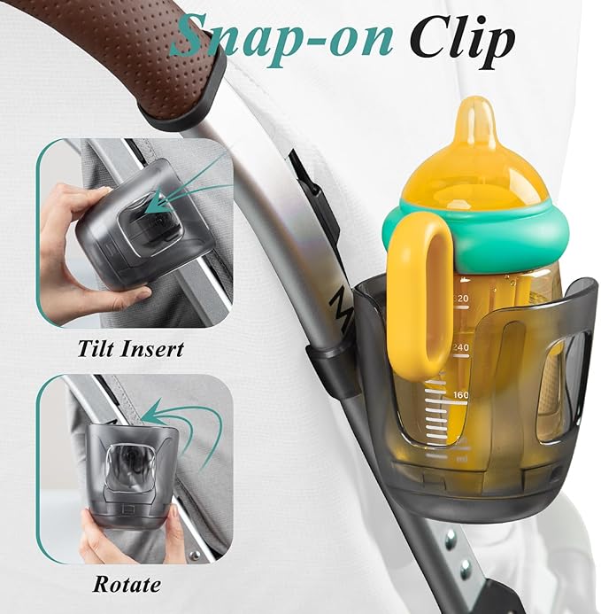 Stroller Cup Holder Fits for UPPAbaby Vista/Vista V2/Vista V3/Cruz/Cruz V2/Minu/Minu V2/Minu Duo, Securely Hold The Cup, Quick Attachment, Folds with Stroller, Drinking On The Go, 1Pack