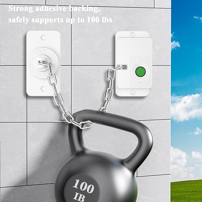 Fingerprint Child Proof Door Lock, Refrigerator Lock with Fingerprint & Door Locks for Kids safety, for Door Lock, Fridge Lock, Cabinet Locks and Window Locks, Strong Adhesive No Drilling