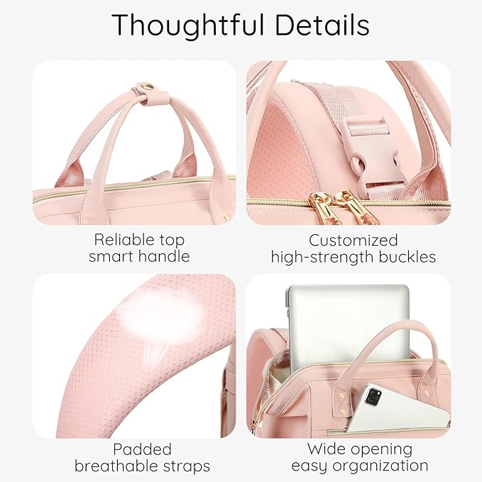 AIJIEKE Diaper Bag, Large Wide-Open Baby Diaper Backpack, Multi-functional Baby Travel Tote Bag, Diaper Bag with Changing Pad, Diaper Bags for Mom & Maternity (Pink)