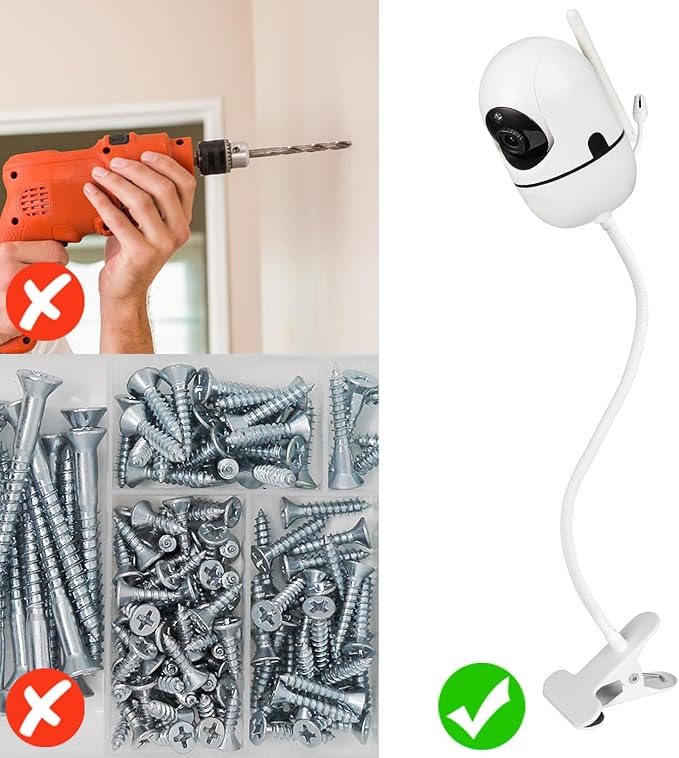 Flexible Baby Monitor Mount Compatible with HelloBaby HB65/HB40/HB6550/HB66/HB6339/HB6550 Pro, ANMEATE SM935E, Baby Camera Mount Without Tools or Wall Damage