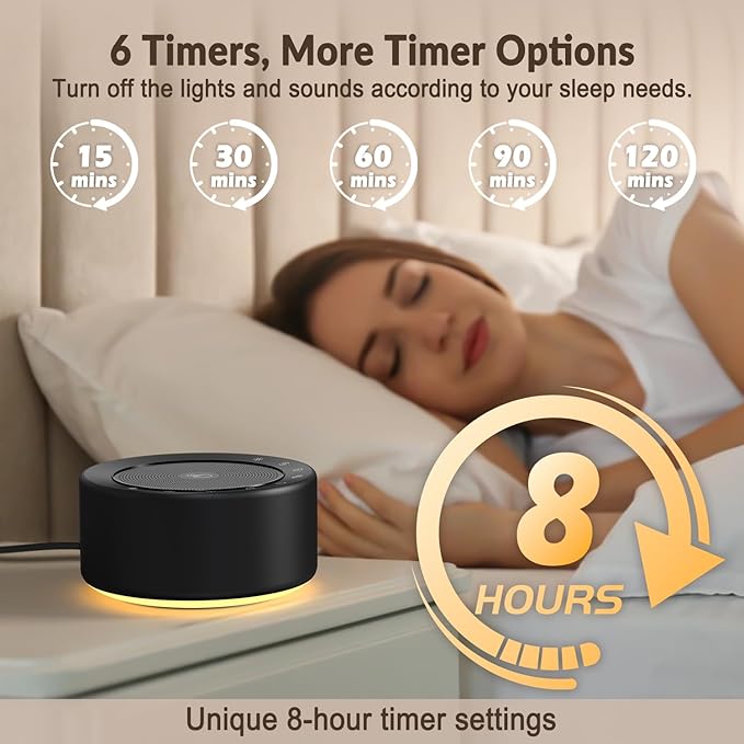 Nursery Lamp with Sound Machine, Mood Lighting, 7 Colors Night Light, 30 Soothing Sounds, White Noises for Baby, Adults. Timer, Plug in, Memory Function, Touch Control