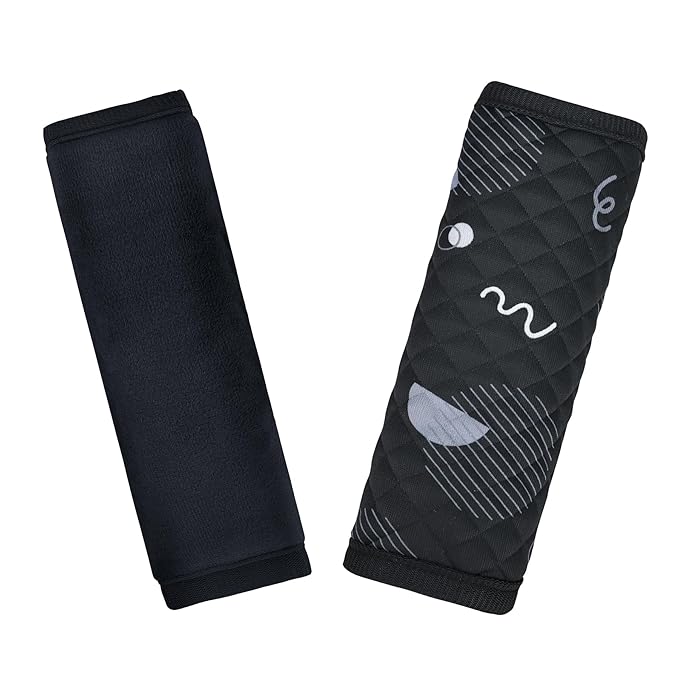 INFANZIA Car Seat Strap Covers for Infants Babies, Soft Carseat Shoulder Pads for Kids, Double-Sided Use Seatbelt Cushion Covers for Stroller, Pushchair & High Chair (Black)