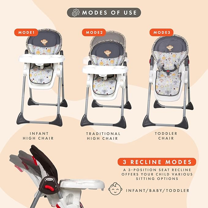 Baby Trend Sit-Right High Chair, Bobble Heads