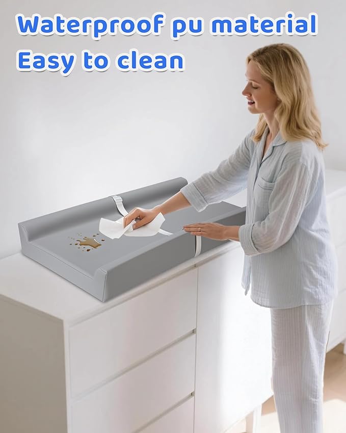 Baby Changing Pad for Dresser & Baby Changing Table Pad | Diaper Changing Pad & Wipeable Changing Pad - 100% Waterproof Vegan Leather, 31.25"x16" Standard Size