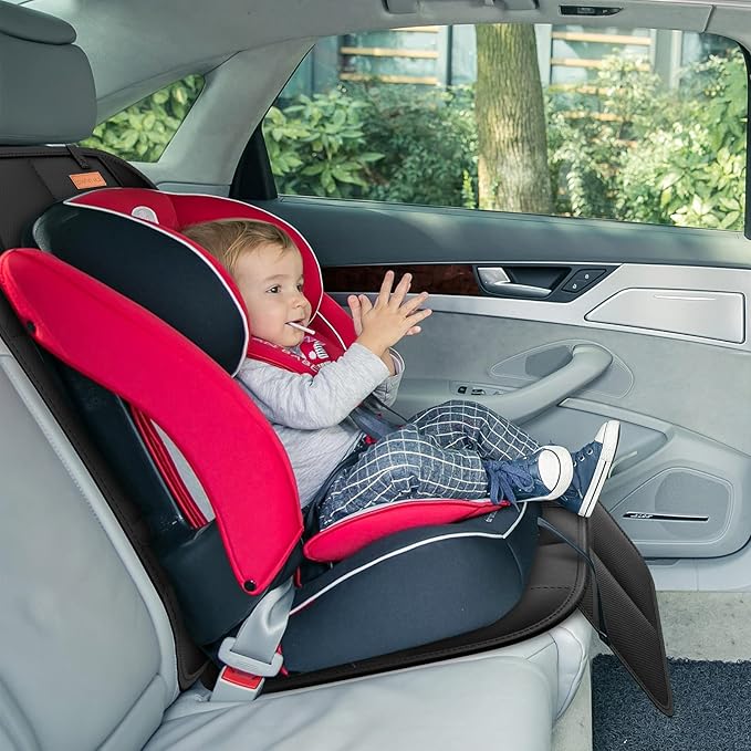 Smart Elf Car Seat Protector, 2Pack Seat Protector Protect Child Seats with Thickest Padding and Non Slip Backing Mesh Pockets for Baby and Pet