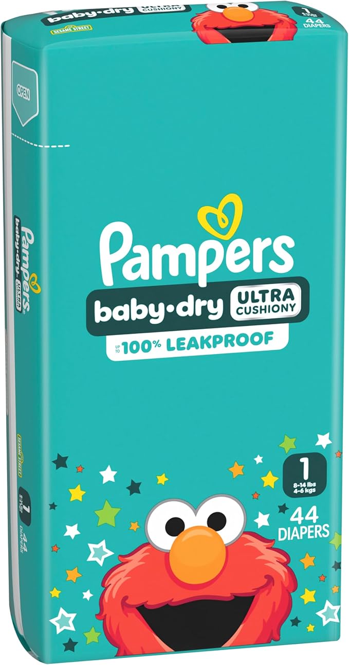 Pampers Diapers - Baby Dry - Size 1, 44 Count, Absorbent Disposable Infant Diaper (Packaging May Vary)