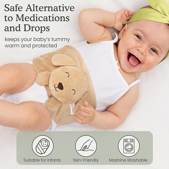 Baby Colic and Gas Relief, Heated Tummy Wrap for Newborns Belly Relief by Soothing Warmth, Baby Heating Pad Swaddling Belt Relief & Soothe Gas, Colic and Upset Stomach for Newborns to Toddler (Puppy)