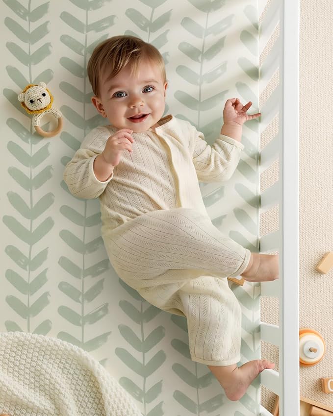 Yoofoss Baby Pack and Play Sheets 2 Pack for Boys and Girls - 38x26 Mini Crib Sheets Fitted Neutral Compatible with Graco Pack n Play Mattress,Ultra Soft Breathable Microfiber Forest Bear