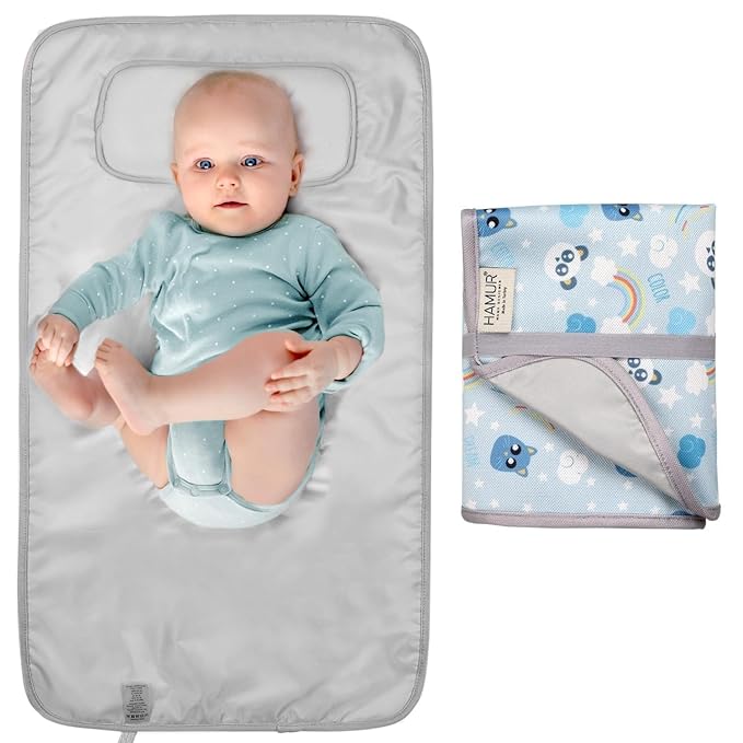 HAMUR HOME Portable Baby Changing Pad – Waterproof, Foldable & Lightweight Travel Mat – Soft & Machine Washable Diaper Changer – Compact & Durable (Dream)