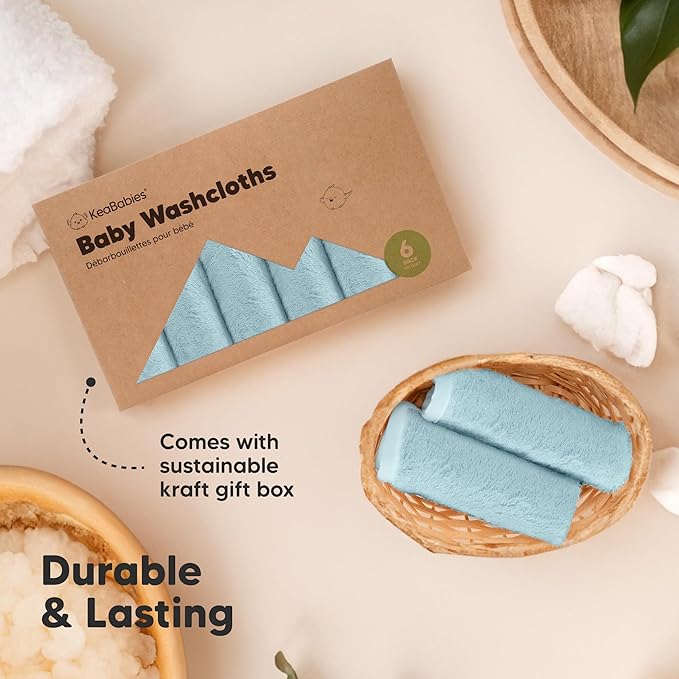 6-Pack Soft Baby Washcloths, Viscose from Bamboo - Kids, Newborn Bath Towels, Infant Shower, Toddler Reusable Face Towel, Gentle on Skin, Face Wash Cloths for Babies, 10x10 (Navy Blue)