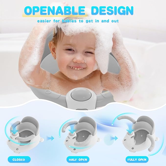 Baby Bath Seat for Babies 6 Months & Up, Bath Seats for Babies Sitting Up, 3 Baby Bath Toys, Open Design, Non-Slip, Compact Toddler Bath Seat.