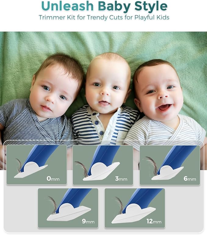 Baby Hair Clippers, Quiet & Dual-Mode Hair Cutting for 0-12, Waterproof Rechargeable & Cordless Hair Trimmer for Infant Toddler & Kids