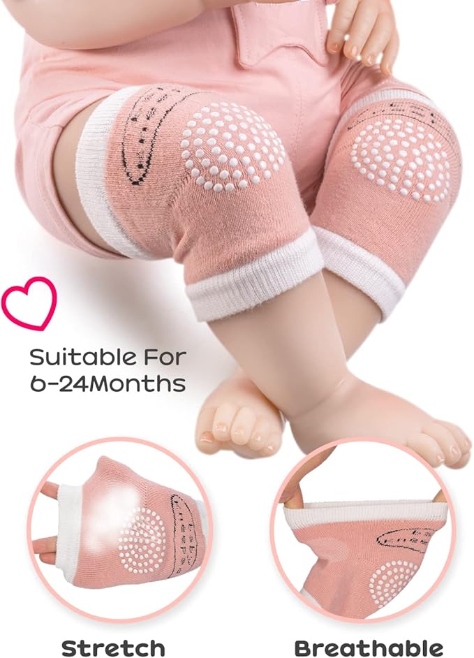 BOSONER Baby Crawling Anti-Slip Knee Pads,Unisex Baby Toddlers Kneepads 5 Pairs