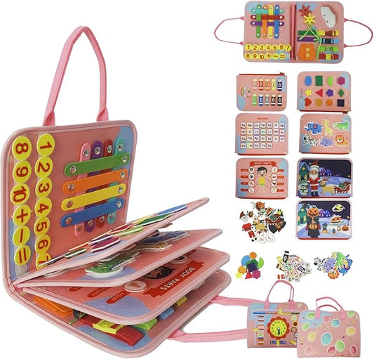 Busy Board Montessori Toys Sensory Toys for Kids Autism Educational Travel Toy Gift for Boys and Girls Learning Alphabet Counting Fine Motor Skills Preschool Activities