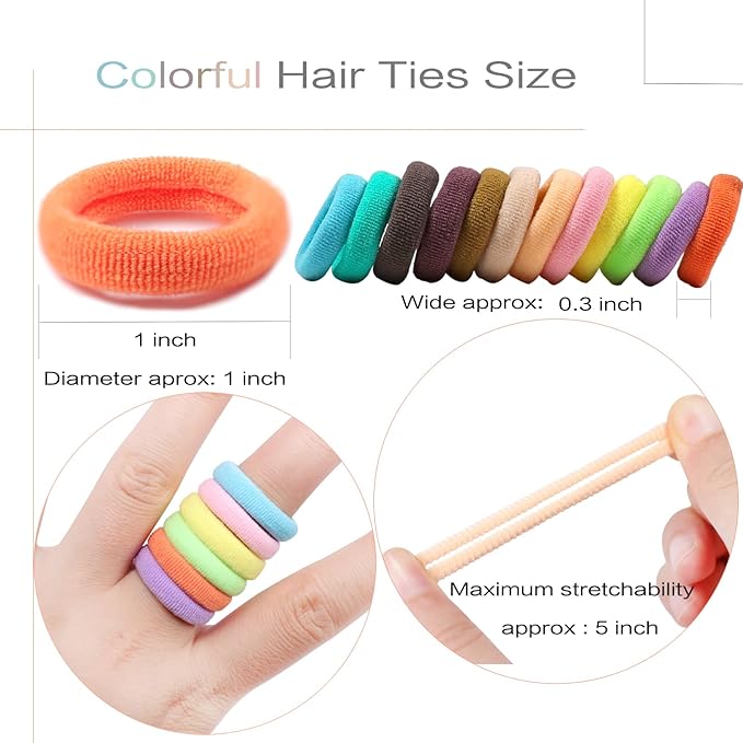WillingTee 120 Pcs Baby Hair Ties, Cotton Toddler Hair Ties for Girls and Kids, Multicolor Small Seamless Hair Bands Elastic Ponytail Holders,Spring Color