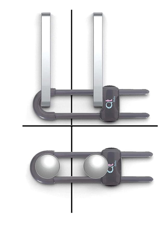20 Pack - Baby Proofing Cabinet Locks Adjustable U Shaped Baby Safety Latches for Drawers, Fridge, Closet Modern Baby Proofing Cabinet Lock with Extra Secure Lock Buttons (Thunder Grey)