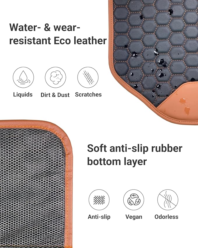 Owleys Premium Leather Car Seat Protector for Back Seat - Back Seat Cover for Kids - Car Kick Mat - Back of Seat Protector for Kids Feet Car Seat Back Protector - 1 Pc Hexy