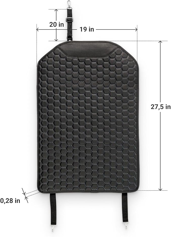 Owleys Premium Leather Car Seat Protector for Back Seat - Back Seat Cover for Kids - Car Kick Mat - Back of Seat Protector for Kids Feet Car Seat Back Protector - 2 Pcs Black