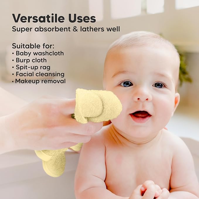 6-Pack Soft Baby Washcloths, Viscose from Bamboo - Kids, Newborn Bath Towels, Infant Shower, Toddler Reusable Face Towel, Gentle on Skin, Face Wash Cloths for Babies, 10x10 (Carrot)