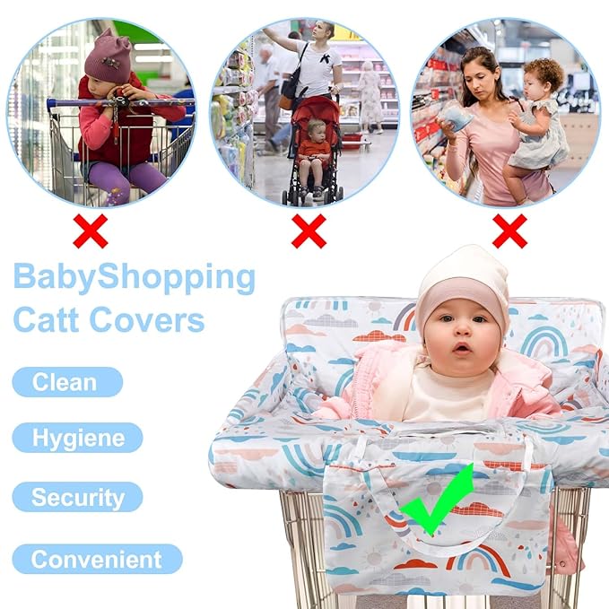 Shopping Cart Cover for Baby 2-in-1 High Chair Cover with Safety Harness Multifunctional Dinosaur Pattern Cart Covers for Babies Soft Padded Grocery Cart Cover for Baby Boy Girl