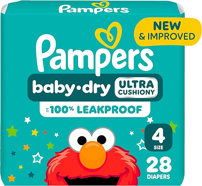 Pampers Diapers - Baby Dry - Size 4, 28 Count, Absorbent Disposable Infant Diaper (Packaging May Vary)