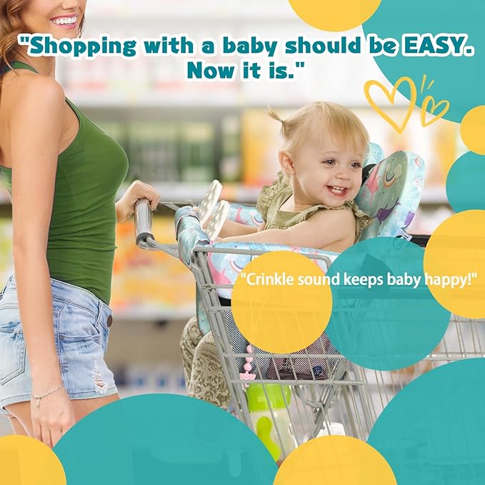 Premium Baby Shopping Cart Cover & High Chair Seat Protector - Universal Fit for Grocery Carts, Restaurant Chairs，Restaurant Seats, and Park Swings-Girl & Boy（Ocean Blue）