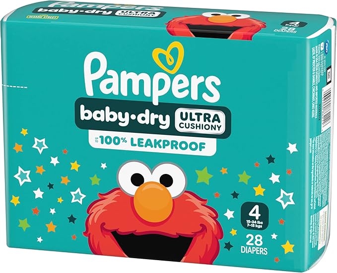 Pampers Diapers - Baby Dry - Size 4, 28 Count, Absorbent Disposable Infant Diaper (Packaging May Vary)